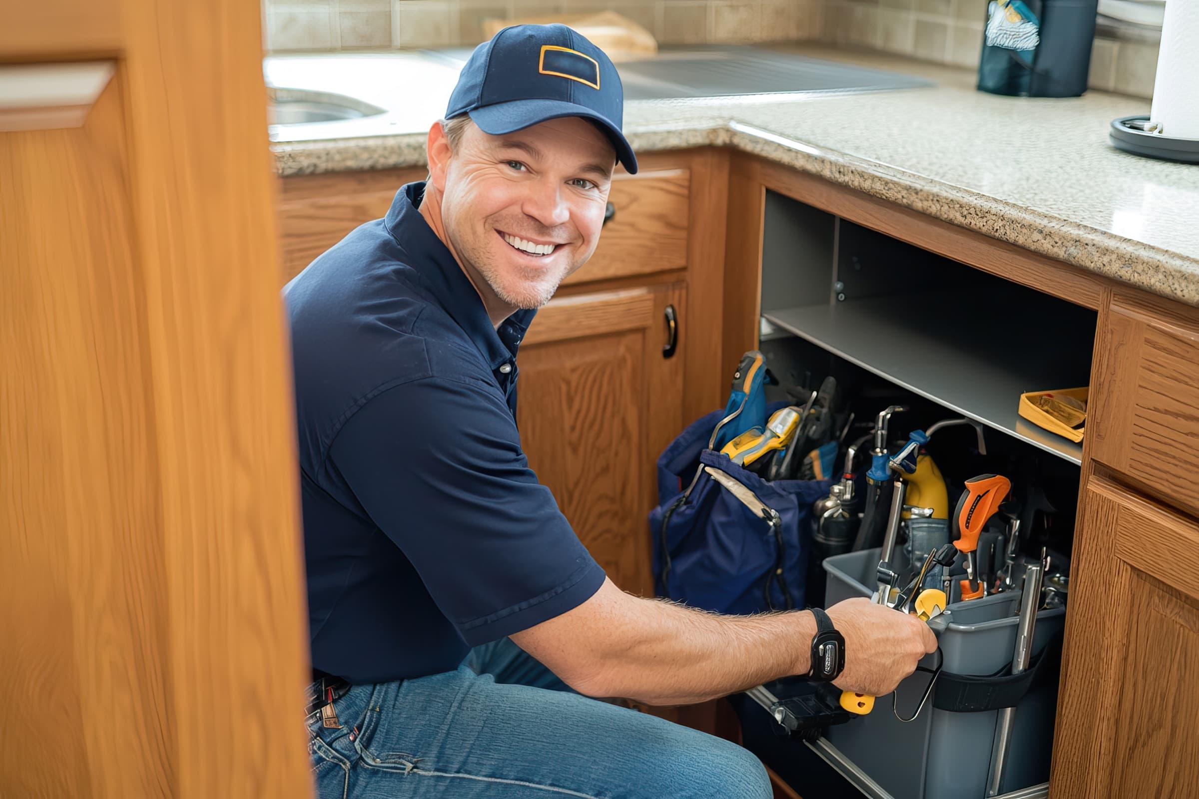 A plumber at work